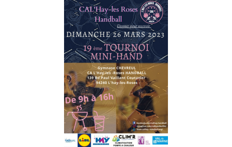  19ème TOURNOI MINIHAND du 26 mars 2023