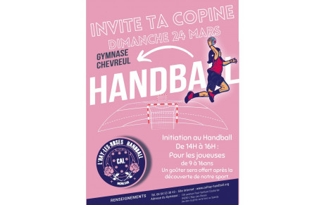 DIMANCHE 24 MARS DE 14H A 16H : INVITE TES COPINES  A JOUER AU HANDBALL