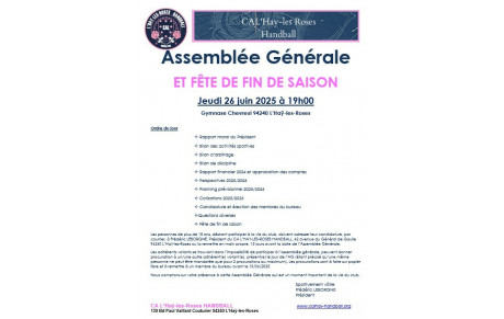 ASSEMBLEE GENERALE &amp; FETE DE FIN D'ANNÉE 